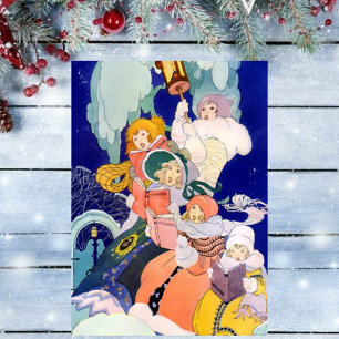 Cartes Pour Fêtes Annuelles Chanteurs de Noël vintage sous les étoiles