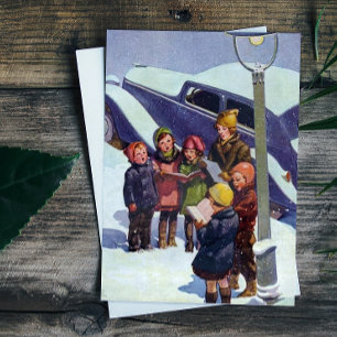 Cartes Pour Fêtes Annuelles Chanteurs de Noël vintage sous les étoiles