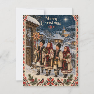 Cartes Pour Fêtes Annuelles Chanteurs traditionnels roumains de Noël Art folkl
