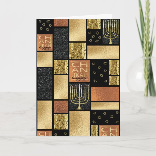 Cartes Pour Fêtes Annuelles Chanukah Golden Montage (Devant)