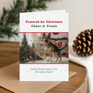 Cartes Pour Fêtes Annuelles Chaos et friandises de Noël Photo pliée de chien d