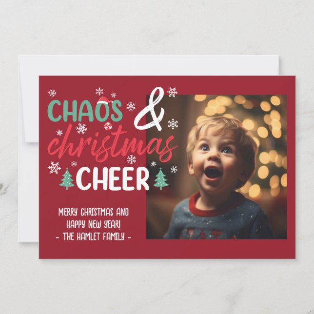 Cartes Pour Fêtes Annuelles Chaos et Noël Joyeux Amusant (Devant)