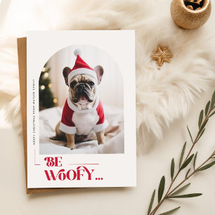 Cartes Pour Fêtes Annuelles Chapeau de Noël de chiot Photo de chien moderne No