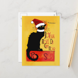 Cartes Pour Fêtes Annuelles Chapeau de Noël de Santa Le Chat Noir