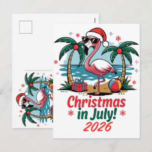 Cartes Pour Fêtes Annuelles Chapeau de Noël Flamant Rose de Noël en Juillet 20