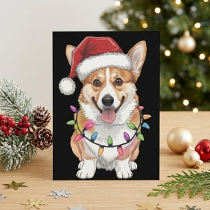 Cartes Pour Fêtes Annuelles Chapeau de Noël Pembroke Welsh Corgi Lumières de N