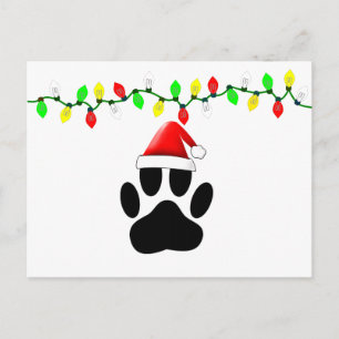 Cartes Pour Fêtes Annuelles Chapeau de Père Noël avec empreinte de patte de ch