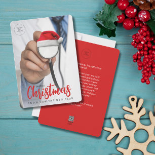 Cartes Pour Fêtes Annuelles Chapeau de Père Noël drôle Stéthoscope LOGO Médica