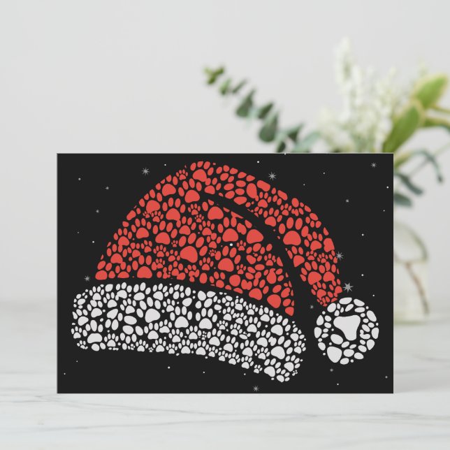 Cartes Pour Fêtes Annuelles Chapeau de Père Noël Empreinte de Patte Noël Amour (Debout devant)