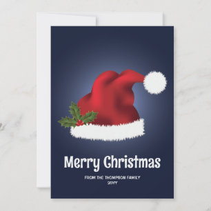 Cartes Pour Fêtes Annuelles Chapeau de Père Noël rouge avec houx de Noël sur f