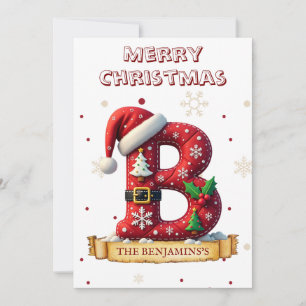 Cartes Pour Fêtes Annuelles Chapeau de Père Noël Rouge Noël Lettre B Nom