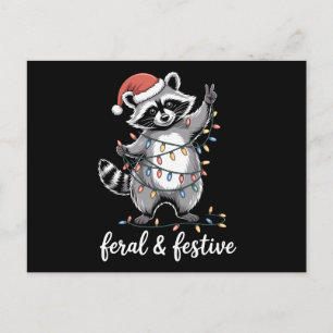 Cartes Pour Fêtes Annuelles Chapeau de Santa Chien de Renne de Noël Sauvage et