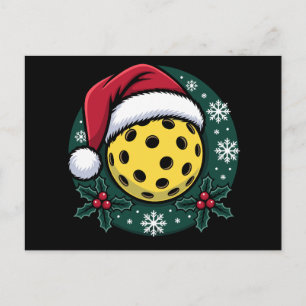Cartes Pour Fêtes Annuelles Chapeau de Santa Pickleball Noël Holly Fêtes