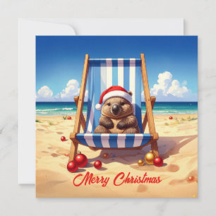 Cartes Pour Fêtes Annuelles Chapeau de Santa Wombat laineux Joyeux Noël