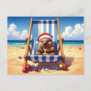 Cartes Pour Fêtes Annuelles Chapeau de Santa Wombat laineux Joyeux Noël