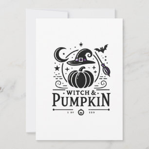 Cartes Pour Fêtes Annuelles Chapeau de sorcière d'Halloween et design de citro