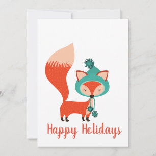 Cartes Pour Fêtes Annuelles Chapeau d'hiver moderne Renard
