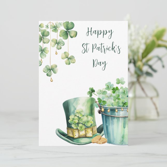 Cartes Pour Fêtes Annuelles Chapeau et trèfle de la Saint-Patrick (Debout devant)