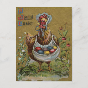 Cartes Pour Fêtes Annuelles Chapeau Fleuri de Pâques Coq Oeuf Coloré Peint