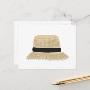 Cartes Pour Fêtes Annuelles Chapeau Seau en Paille Tressée Naturelle Cadeau d'