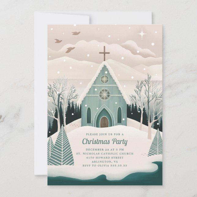 Cartes Pour Fêtes Annuelles Chapelle d'hiver | Fête de Noël religieuse en égli (Devant)