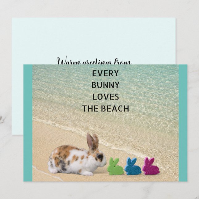 Cartes Pour Fêtes Annuelles Chaque Bunny aime la plage Pâques de Floride (Devant / Derrière)