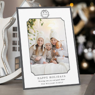 Cartes Pour Fêtes Annuelles Charcoal Minimal Happy Holidays Photo