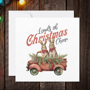 Cartes Pour Fêtes Annuelles Charges de lapins de Noël en Camion Rouge