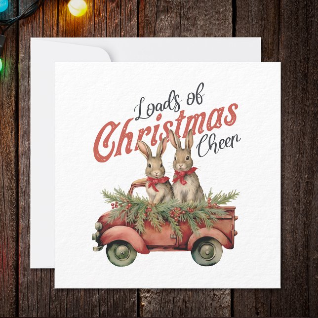 Cartes Pour Fêtes Annuelles Charges de lapins de Noël en Camion Rouge (Créateur téléchargé)