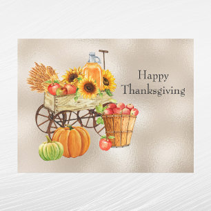 Cartes Pour Fêtes Annuelles Chariot Brun Vintage Tournesols Produits de Saison