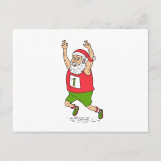 Cartes Pour Fêtes Annuelles Chariot courant de marathon de Noël de père du
