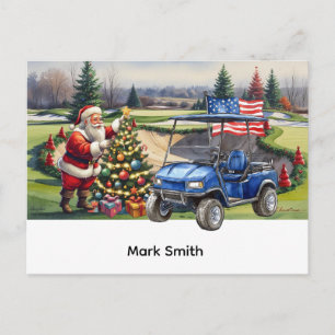 Cartes Pour Fêtes Annuelles Chariot de golf avec drapeau américain sur le parc