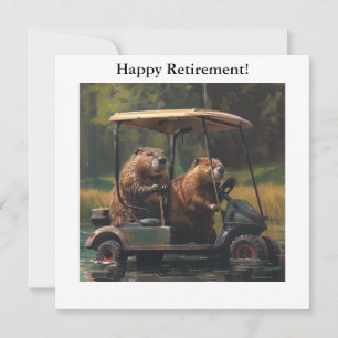 Cartes Pour Fêtes Annuelles Chariot de golf de castor Marais Humour de retrait