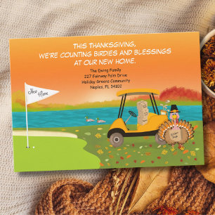 Cartes Pour Fêtes Annuelles Chariot de golf de Thanksgiving avec cartons de dé