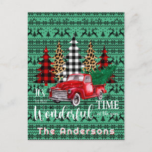 Cartes Pour Fêtes Annuelles Chariot Vintage rouge Reindeer vert