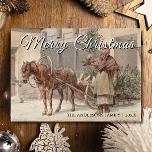Cartes Pour Fêtes Annuelles Charlemagne classique Vintage Joyeux Arbre de Noël