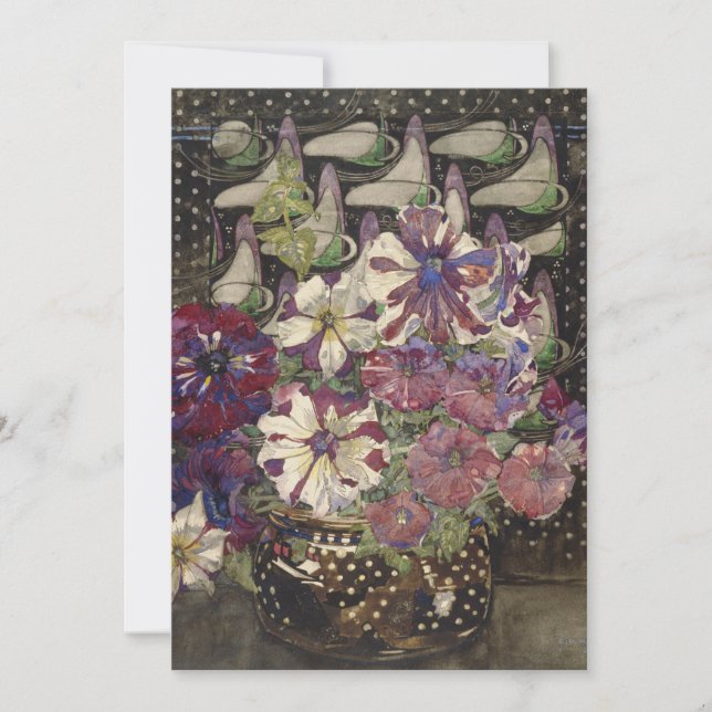 Cartes Pour Fêtes Annuelles Charles Rennie Mackintosh - pétunias (Devant)