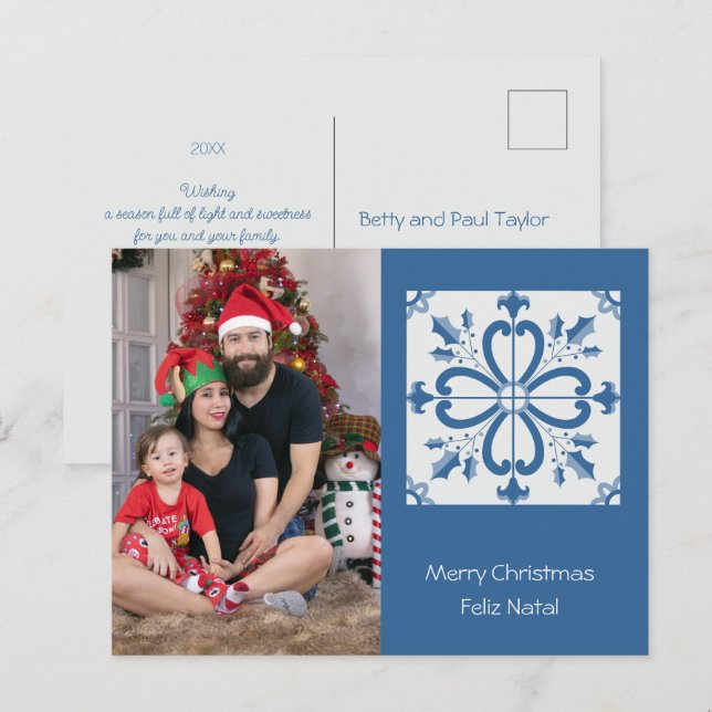 Cartes Pour Fêtes Annuelles Charleterie de Noël et pétales de fleurs (Devant / Derrière)