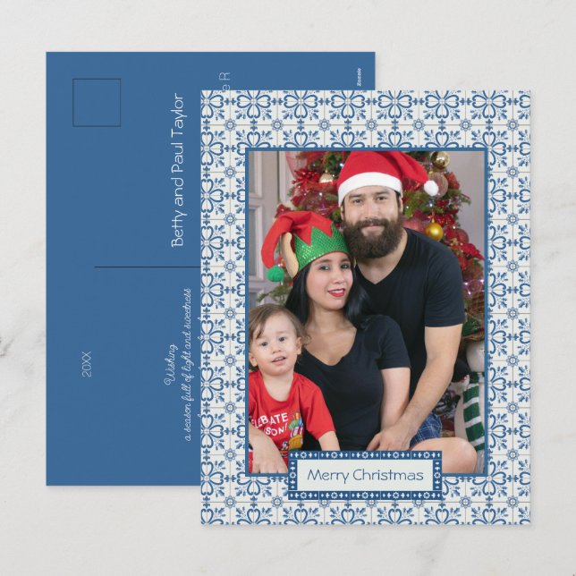 Cartes Pour Fêtes Annuelles Charleterie de Noël et pétales de fleurs (Devant / Derrière)