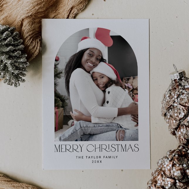 Cartes Pour Fêtes Annuelles CHARLIE Black Arch Xmas Photo Fun Joyeux Noël (CHARLIE Black Arch Xmas Photo Fun Merry Christmas Holiday Card)