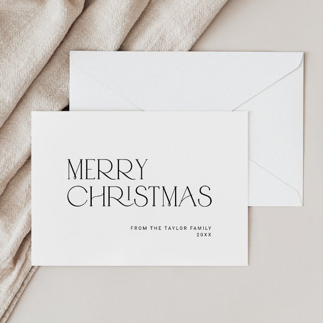 Cartes Pour Fêtes Annuelles CHARLIE Black Easy Simple Famille Joyeux Noël (CHARLIE Black Easy Simple Family Merry Christmas Holiday Card)