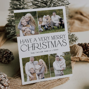 Cartes Pour Fêtes Annuelles CHARLIE Black Famille Simple Multi Photo Noël