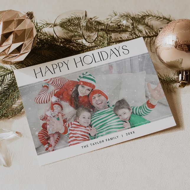 Cartes Pour Fêtes Annuelles CHARLIE Black Happy Holidays Noël Photo Noël (CHARLIE Black Happy Holidays Xmas Photo Christmas Holiday Card)