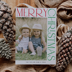 Cartes Pour Fêtes Annuelles CHARLIE Coloré Amusant Famille Photo Joyeux Noël