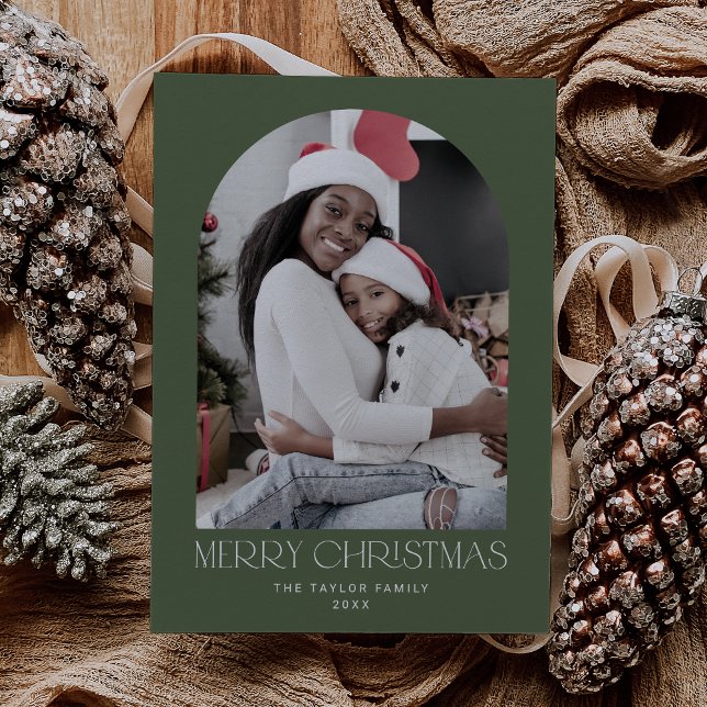Cartes Pour Fêtes Annuelles CHARLIE Green Arch Xmas Photo Fun Joyeux Noël (CHARLIE Green Arch Xmas Photo Fun Merry Christmas Holiday Card)