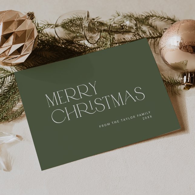 Cartes Pour Fêtes Annuelles CHARLIE Green Easy Simple Famille Joyeux Noël (CHARLIE Green Easy Simple Family Merry Christmas Holiday Card)