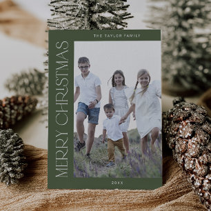 Cartes Pour Fêtes Annuelles CHARLIE Green Family Photo Boho Joyeux Noël
