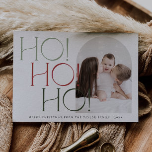 Cartes Pour Fêtes Annuelles CHARLIE Red Green Ho Ho Famille Photo Noël