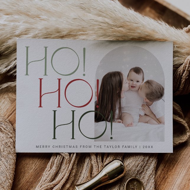 Cartes Pour Fêtes Annuelles CHARLIE Red Green Ho Ho Famille Photo Noël (CHARLIE Red Green Ho Ho Ho Family Photo Christmas Holiday Card)