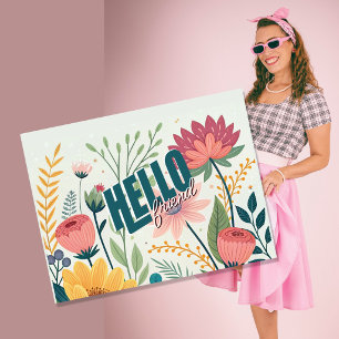 Cartes Pour Fêtes Annuelles Charmant ami de typographie florale botanique